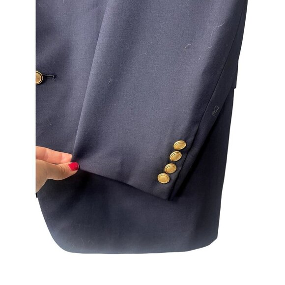 Hart Schaffner & Marx Gold Trumpeter Wool 46L Navy Blue Gold Button Suit Blazer - Picture 8 of 11